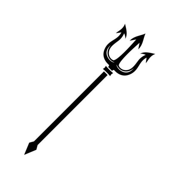 Black trident icon. Poseidon trident symbol in flat graphic design, Vector illustration