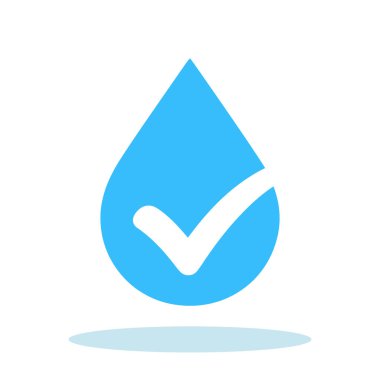 İşaretli su damlası simgesi. Temiz su kavramı. Beyaz arkaplanda izole edilmiş içilebilir su ikonu. Vektör illüstrasyonu