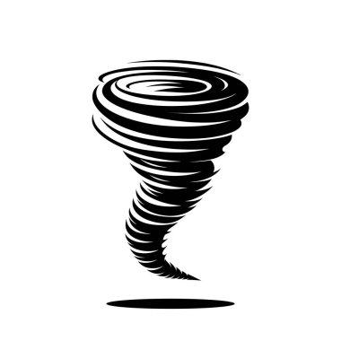 Kasırga ikonu. Kasırga sembolü. Beyaz arka planda siyah tayfun simgesi izole edildi. Vektör illüstrasyonu