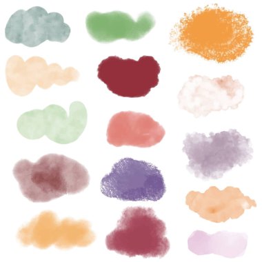 Set of colored hand drawn grunge design elements. Hand draw brush lines. Set of drawn brush draw doodles. Vector illustration