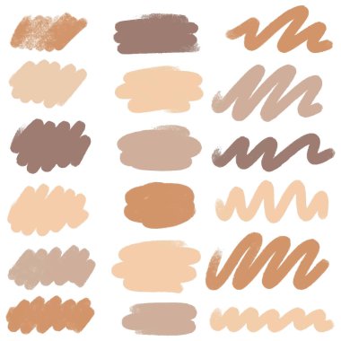 Set of colored hand drawn grunge design elements. Hand draw brush lines. Set of drawn brush draw doodles. Vector illustration