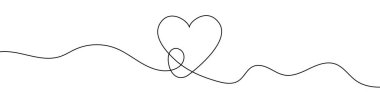 Sürekli bir kalp çizgisi. Bir çizgi arkaplan çiziyor. Vektör çizimi. Tek çizgi aşk sembolü.