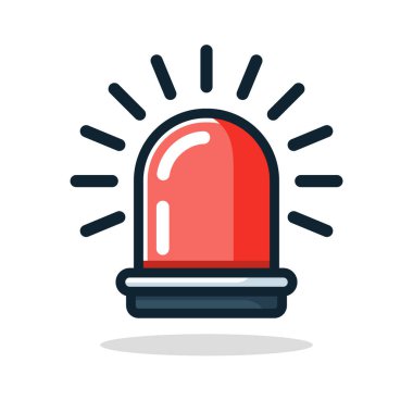 Kırmızı acil durum fenerleri siren ikonu. Siren simgesi düz stil. Acil durum sireni. Vektör illüstrasyonu.