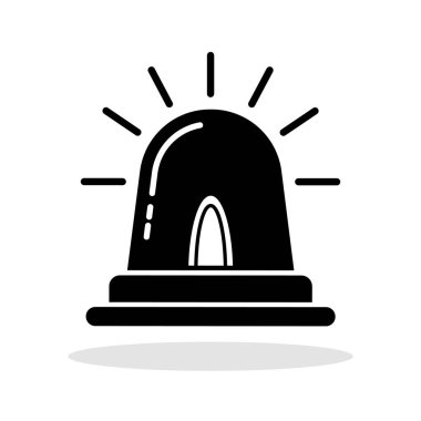 Acil durum fenerleri siren ikonu. Siren simgesi düz stil. Acil durum sireni. Vektör illüstrasyonu.