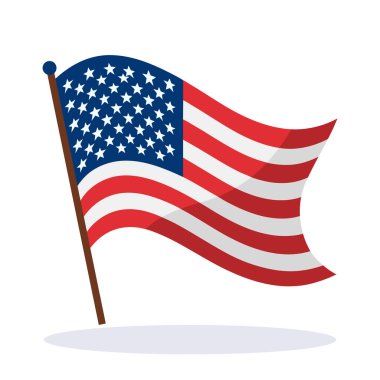 Bayrak simgesi. Vatansever tasarımlar için Amerikan bayrağı sallıyor. Vektör illüstrasyonu.