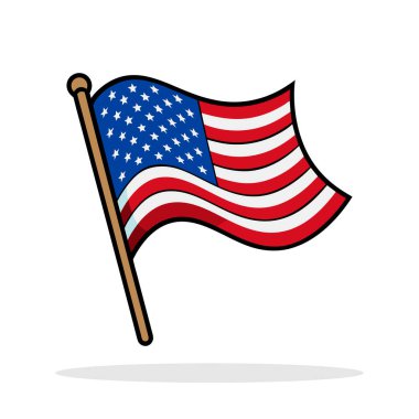 Bayrak simgesi. Vatansever tasarımlar için Amerikan bayrağı sallıyor. Vektör illüstrasyonu.