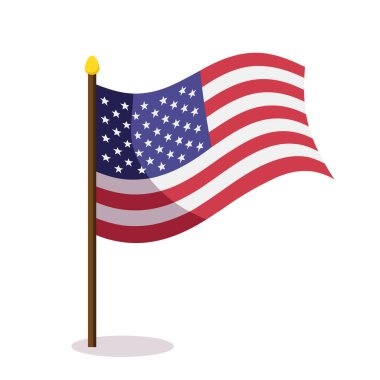 Bayrak simgesi. Vatansever tasarımlar için Amerikan bayrağı sallıyor. Vektör illüstrasyonu.