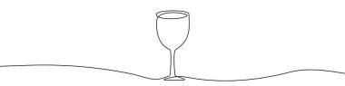 Devamlı şarap kadehi çizimi. Bir çizgi arkaplan çiziyor. Vektör çizimi. Şarap kadehi simgesi bir satırda.
