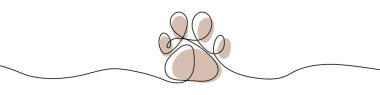 Hayvanın ayak izinin sürekli düzenlenebilir çizimi. Hayvanın ayak izi ikonunun bir çizimi. Vektör çizimi. Hayvan ayak izi simgesi bir satırda.