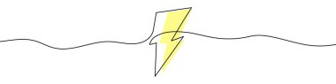 Sürekli yıldırım simgesi çizimi. Bir çizgi yıldırım çekti. Vektör çizimi. Bir satırda şimşek simgesi.
