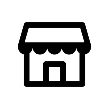 Dükkan binası ikonu. Siyah bir dükkan silueti. İşletme sembolü. Vektör illüstrasyonu.