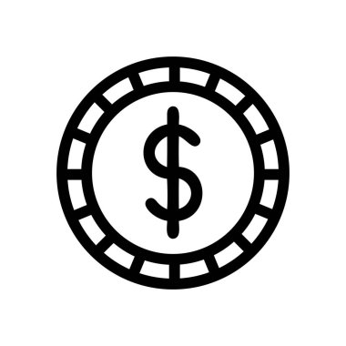 Dolar madeni para ikonu. Dolar simgesi. Para sembolü. Vektör illüstrasyonu.