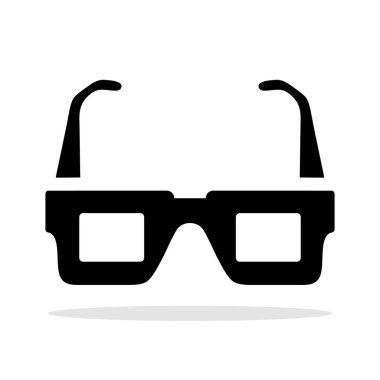 Gözlük simgesi. Düz dizaynlı siyah gözlük simgesi. Gözlük sembolü izole. Vektör illüstrasyonu