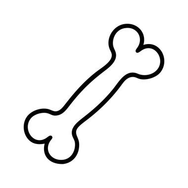 Köpek kemiği ikonu. Kemiğin siyah ana hatlı simgesi. Köpek kemiği sembolü. Vektör illüstrasyonu