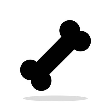 Köpek kemiği ikonu. Düz dizaynlı siyah kemik ikonu. Köpek kemiği sembolü. Vektör illüstrasyonu