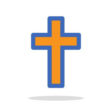 Hıristiyan haçı ikonu. İnancı ve dini inançları simgeleyen basit bir Hıristiyan haçı simgesi. Vektör illüstrasyonu