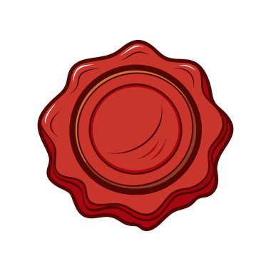 Kırmızı balmumu mühür. Balmumu mühür damgası. Pul simgesi. Vektör illüstrasyonu
