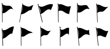 Bayrak simgesi seti. Beyaz arkaplanda bayrak işaretleri izole edildi. Vektör illüstrasyonu