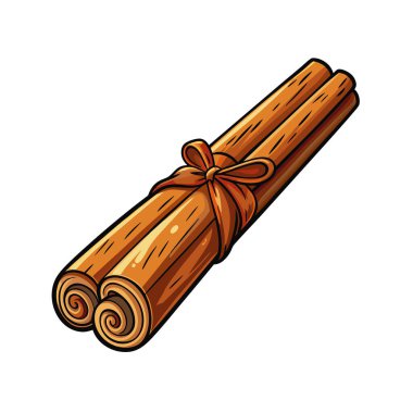 Tarçın çubuğu. Tarçın çubuğu beyaz arka planda izole edilmiş. Vektör illüstrasyonu