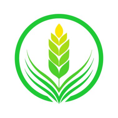 Agronomi logo simgesi. Tarım logosu tasarımı. Tarlalarda bitkiler olan tarım logosu. Vektör illüstrasyonu.
