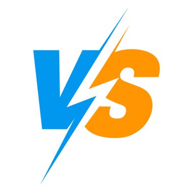 Renkli simgeye karşı. Düz simgeye karşı. Şimşek logosuna karşı. Vektör illüstrasyonu