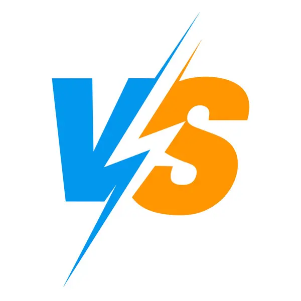 Renkli simgeye karşı. Düz simgeye karşı. Şimşek logosuna karşı. Vektör illüstrasyonu