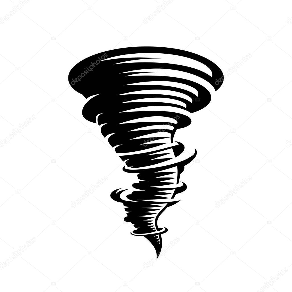 Tornado or whirlwind icon. Wind, twister or hurricane symbol. Storm sign. Vector illustration