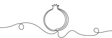 Nar 'ın sürekli doğrusal çizimi. Bir çizgi kestane taşı çiziyor. Nar tek sıra halinde. Vektör illüstrasyonu.