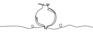 Nar 'ın sürekli doğrusal çizimi. Bir çizgi kestane taşı çiziyor. Nar tek sıra halinde. Vektör illüstrasyonu.