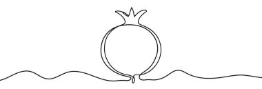 Nar 'ın sürekli doğrusal çizimi. Bir çizgi kestane taşı çiziyor. Nar tek sıra halinde. Vektör illüstrasyonu.