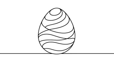 Paskalya yumurtasının minimalist tasarımla sürekli çizimi. Vektör illüstrasyonu.