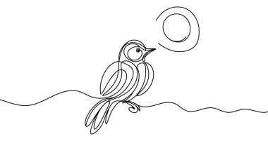 Minimalist vector illustration of a bird drawn with one continuous line clipart