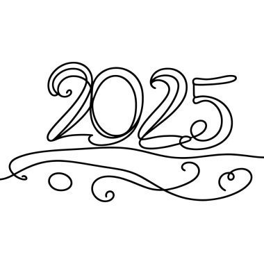 2025 yılının zarif bir çizimi, yeni yıl tebrik kartları veya web sitesi başlıkları için mükemmel