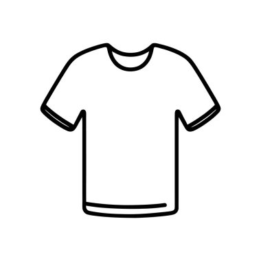Bir tişörtün basit çizgi sanat vektör simgesi, kıyafet, moda veya tarzı temsil etmek için mükemmel
