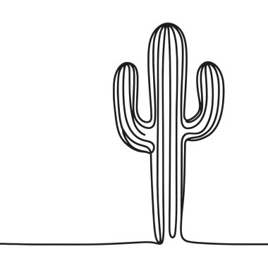 One continuous line illustration of a cactus, isolated on white background. Line art of a cactus. Vector illustration. clipart