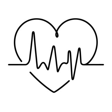 Kalp atışı ikonu olan bir kalp. Nabız çizgisi. Vektör illüstrasyonu.