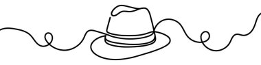 Minimalist single line sketch of elegant fedora hat, representing fashion, style, and vintage accessories clipart