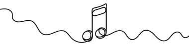 Elegant single line drawing representing a music note, forming a simple yet sophisticated design clipart