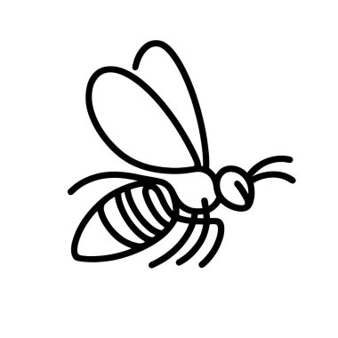 Beyaz arkaplanda izole edilmiş doğrusal arı simgesi. Kara Arı sembolü. Vektör illüstrasyonu