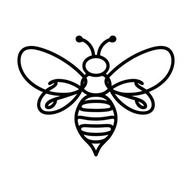 Beyaz arkaplanda izole edilmiş doğrusal arı simgesi. Kara Arı sembolü. Vektör illüstrasyonu