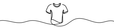 Beyaz arka planda izole edilmiş sürekli bir tişört çizgisi. Tişört çizgisi