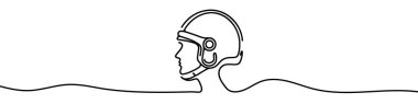 Minimalist vector illustration of a motorcycle helmet created using a single continuous line clipart