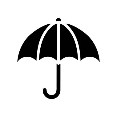 Şemsiye simgesi. Siyah şemsiye ikonu. Şemsiye sembolü. Vektör illüstrasyonu