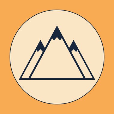 Dağ ikonu. Bir dağ manzarasını tasvir eden basit doğrusal simge. Vektör illüstrasyonu