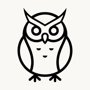 Owl icon. Simple black and white owl icon. Isolated symbol of owl. Vector illustration clipart