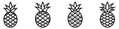 Ananas ikonları hazır. Olgun bir ananasın minimalist çizimi. Vektör illüstrasyonu