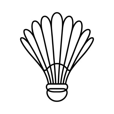 Beyaz arka planda izole edilmiş doğrusal badminton mekik simgesi. Siyah el çizilmiş badminton top simgesi. Vektör illüstrasyonu