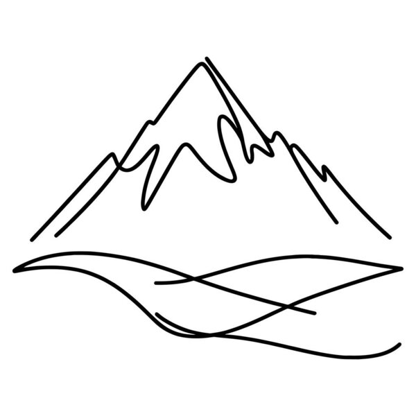 Linear mountains, isolated on white background. Black hand drawn mountains. Vector illustration