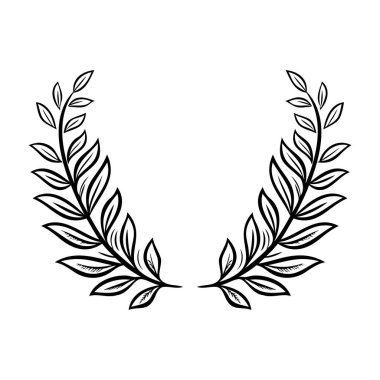 Laurel çelenk ikonu. Dairesel defne çelengi. Zafer ve başarının sembolü. Zafer sembolü. Vektör illüstrasyonu