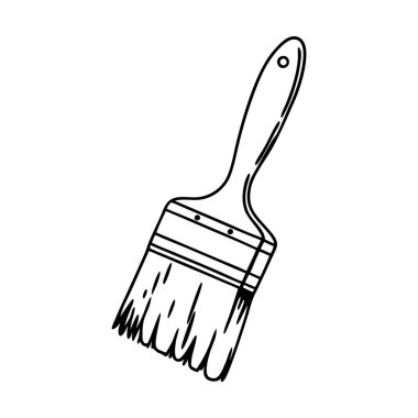 Boya fırçası simgesi. Beyaz arka planda izole edilmiş siyah beyaz boya fırçası görüntüsü. Vektör illüstrasyonu